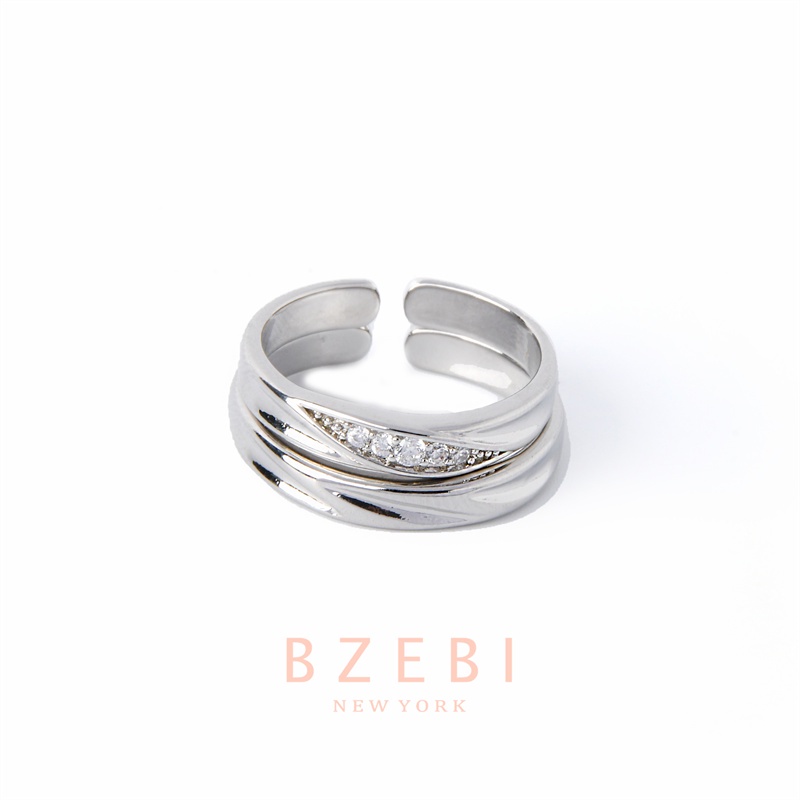 Bzebi Set Cincin Platinum 18k Minimalis Gaya Korea Untuk Pasangan / Pria / Wanita 886r