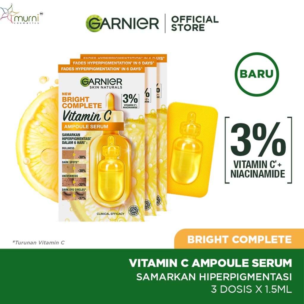 GARNIER BRIGHT COMPLETE VIT C AMPOULE SERUM 1,5ML  SACHET ECER