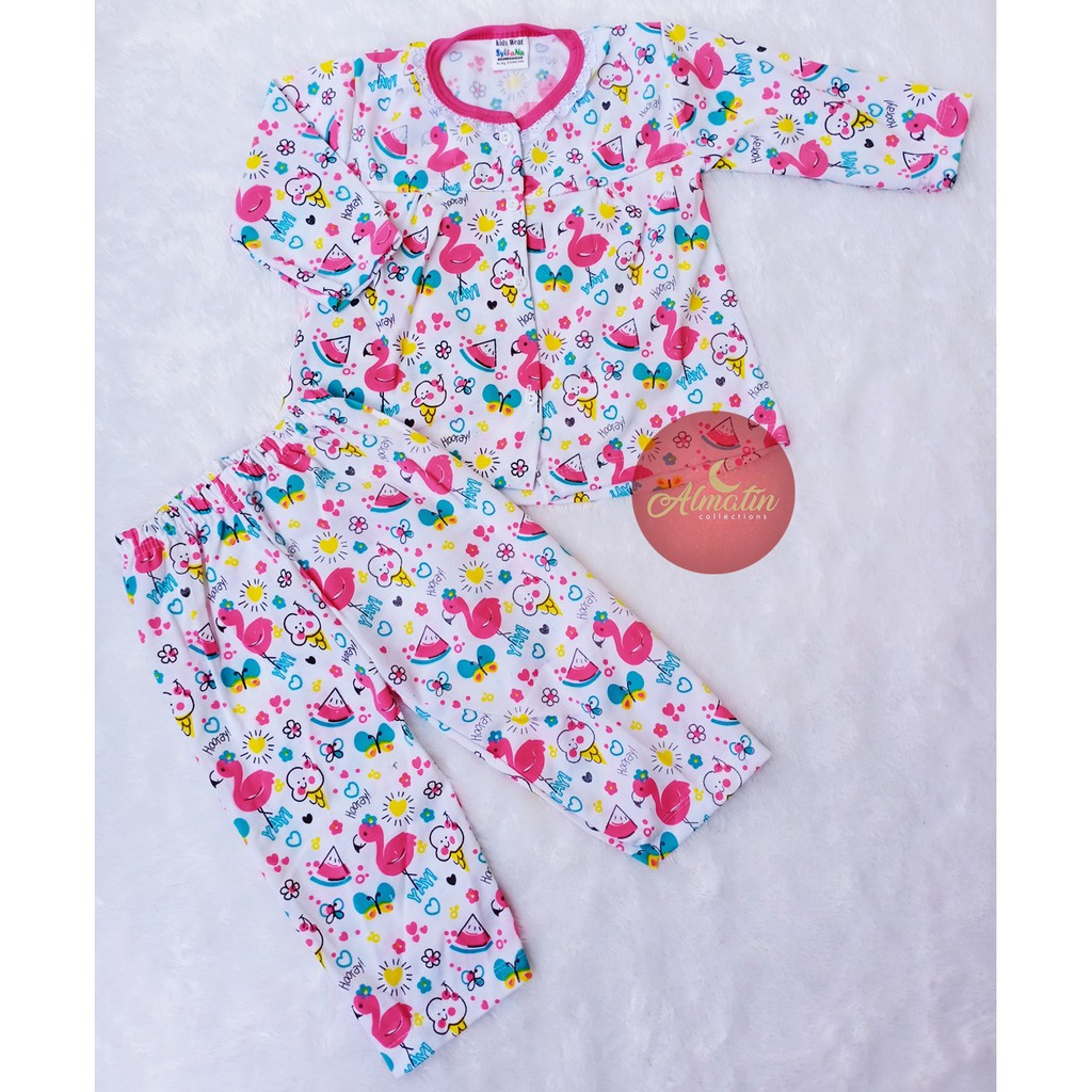 Setelan Baju Bayi / Piyama Bayi Perempuan Lengan Panjang, 3-18 Bulan, Motif Lucu, Bahan Adem, Lembut