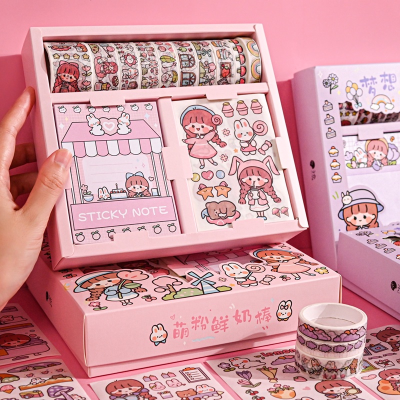 20 / 50 PCS / Set Stiker Tape Motif Print Kartun Untuk Dekorasi Diary