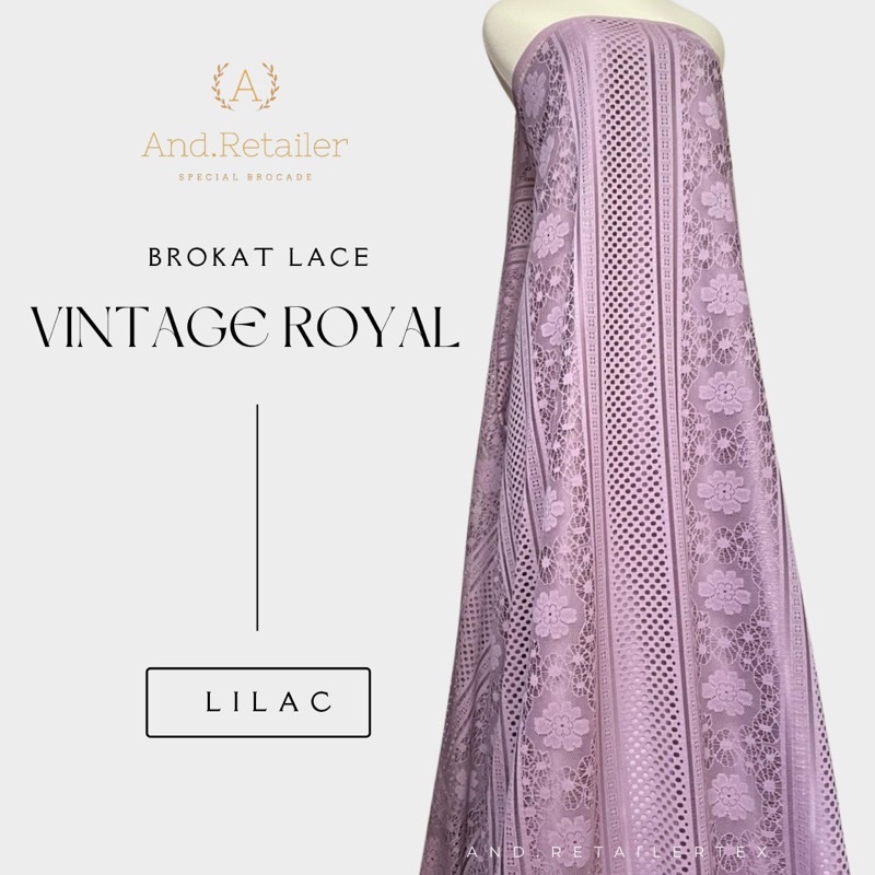 Kain Brokat Lace Vintage Royal Hitam Black dan Lilac