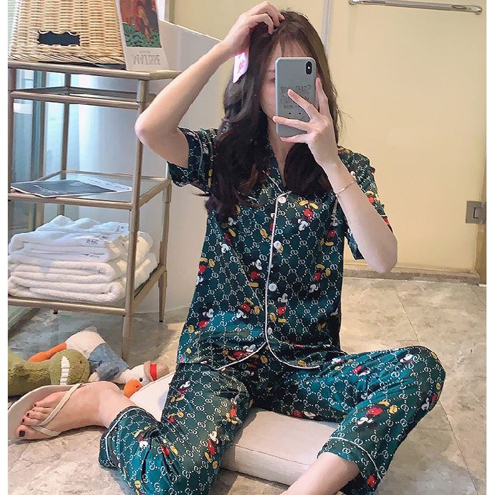 Banyak motif Piyama wanita satin impor/ Piyama busui satin premium/ baju tidur wanita bahan satin