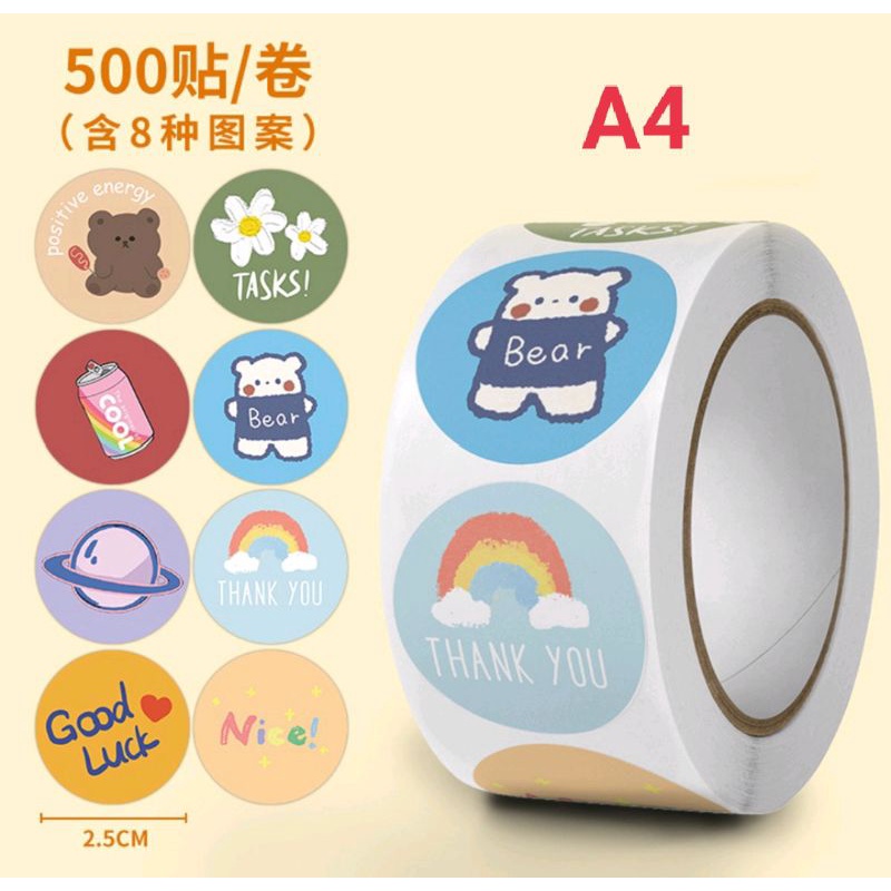 

500 Pcs Sticker Karakter Animal Cartoon
