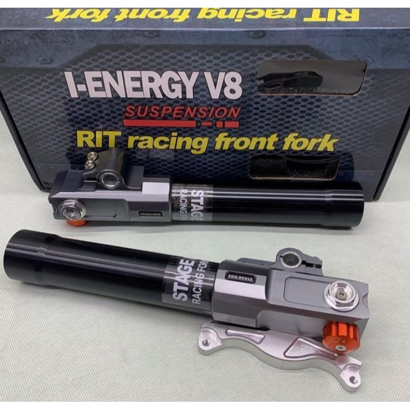 Tabung Shock depan RT Stage 8 Copy Ori dan Breket kaliper 2pin Copy Ori disc 220mm universal