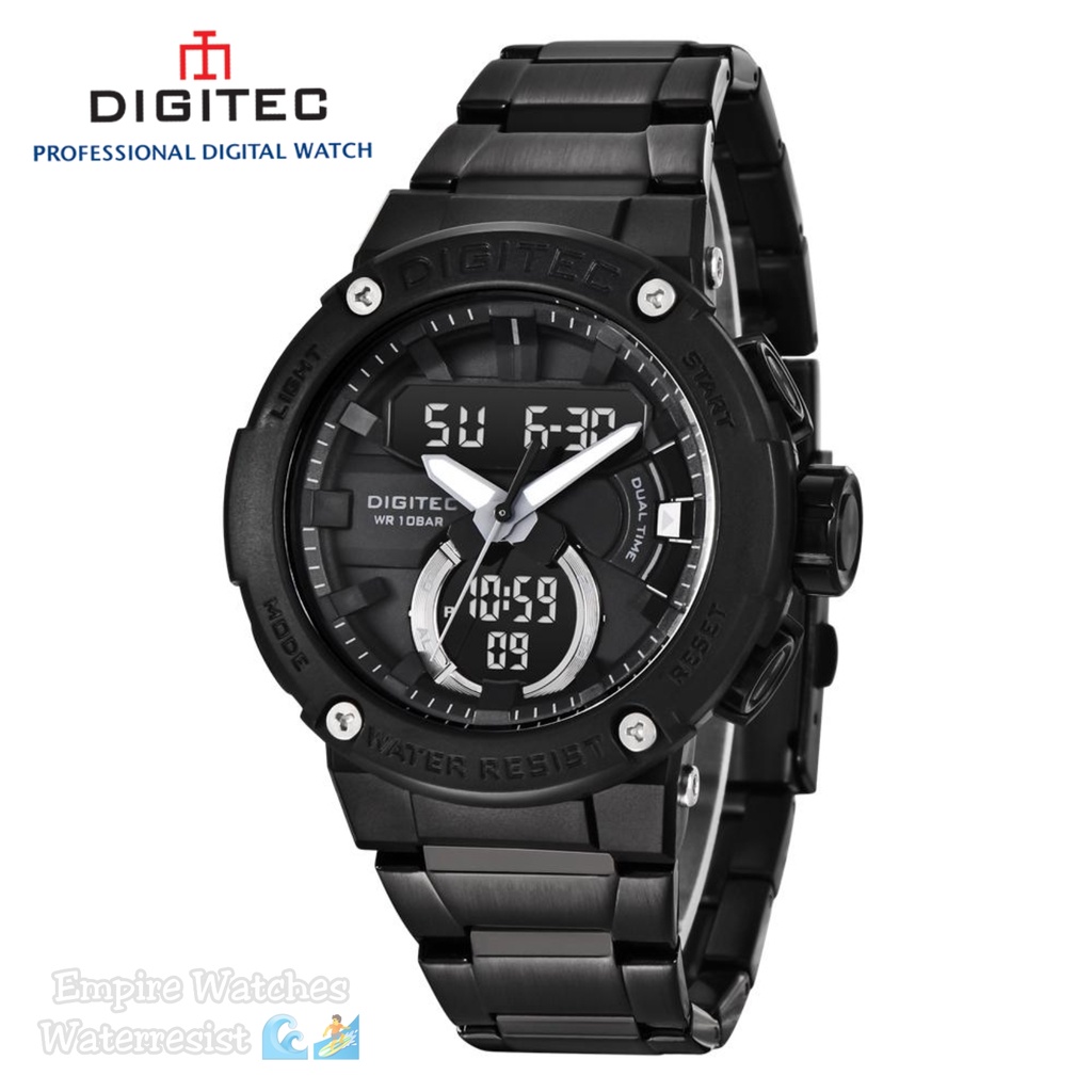 Jam Tangan Digitec DG3111T DA3111T 3111 Pria Cowok Analog Digital Rantai Stainless Original Waterproof