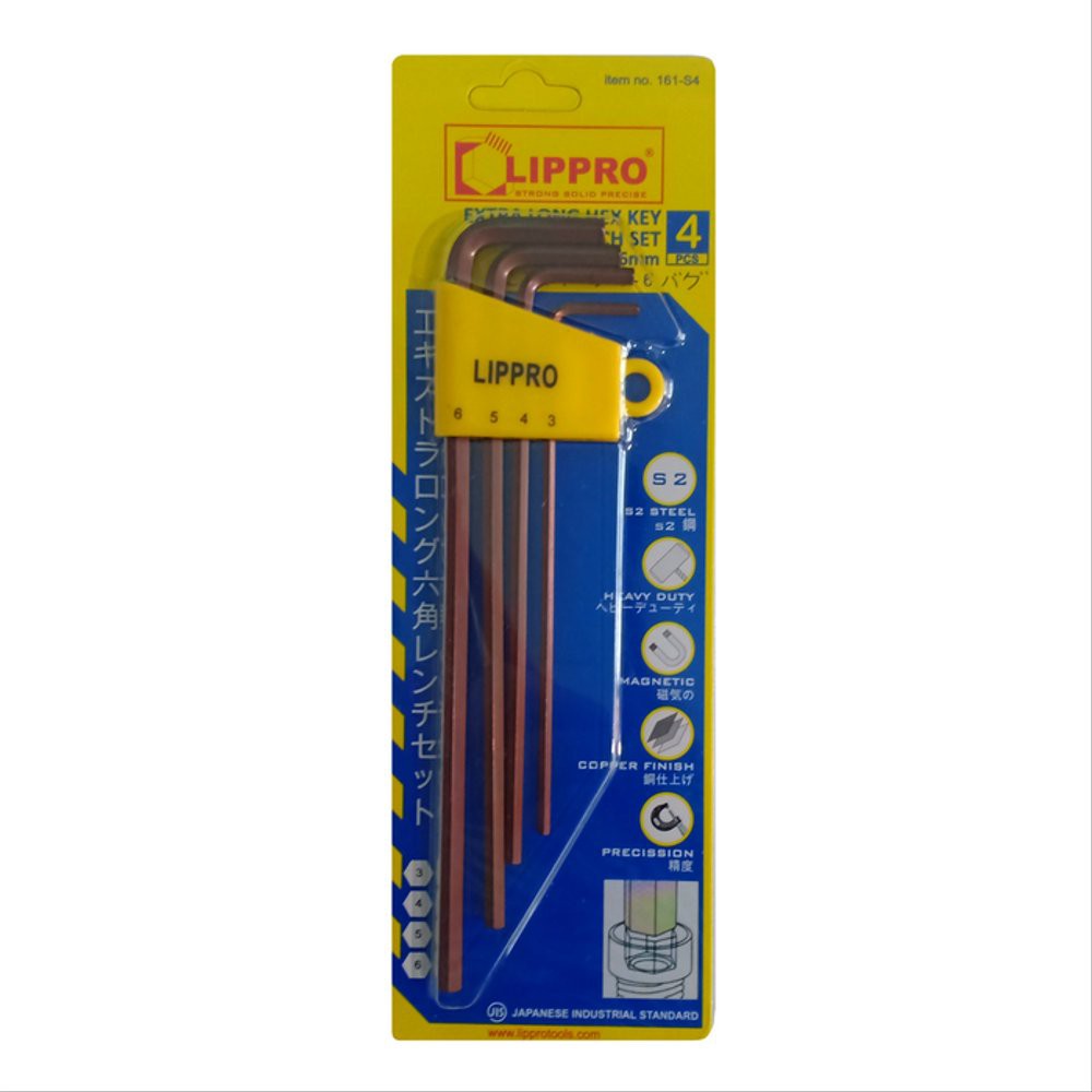 Dijual LIPPRO 161-S4 kunci L set 4 pc extra long hex key segi enam HEAVY DUTY Murah