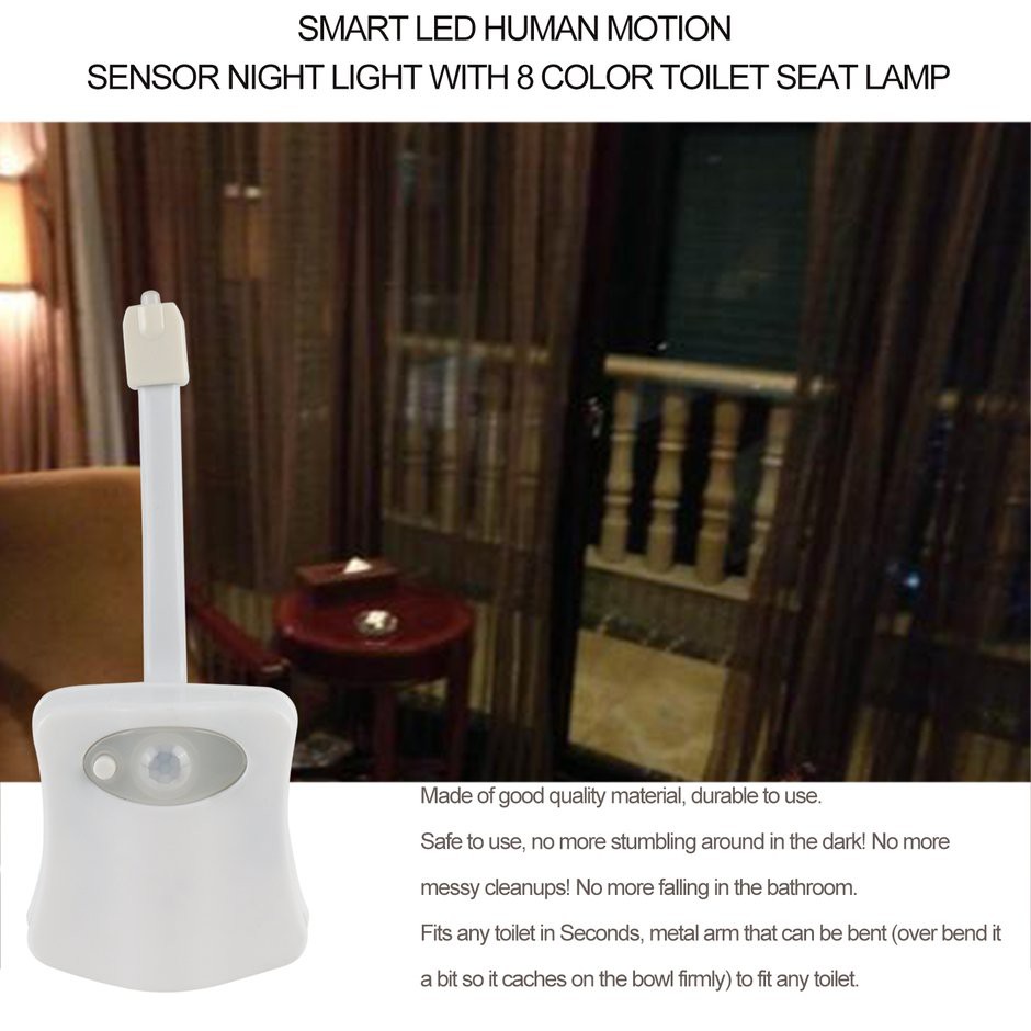 Bayar Di Tempat Toilet Night Light Human Motion Sensor Toilet Light Bathroom With 8 Color Shopee Indonesia
