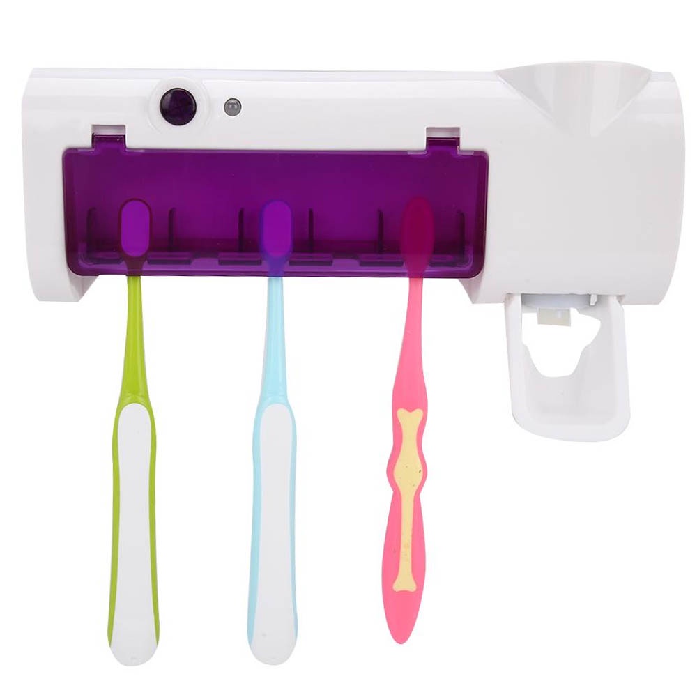 Tempat Sikat Gigi &amp; Dispenser Odol Anti Bakteri Disinfeksi UV Light - Smart tooth Multifunction Toothbrush Sterilizer