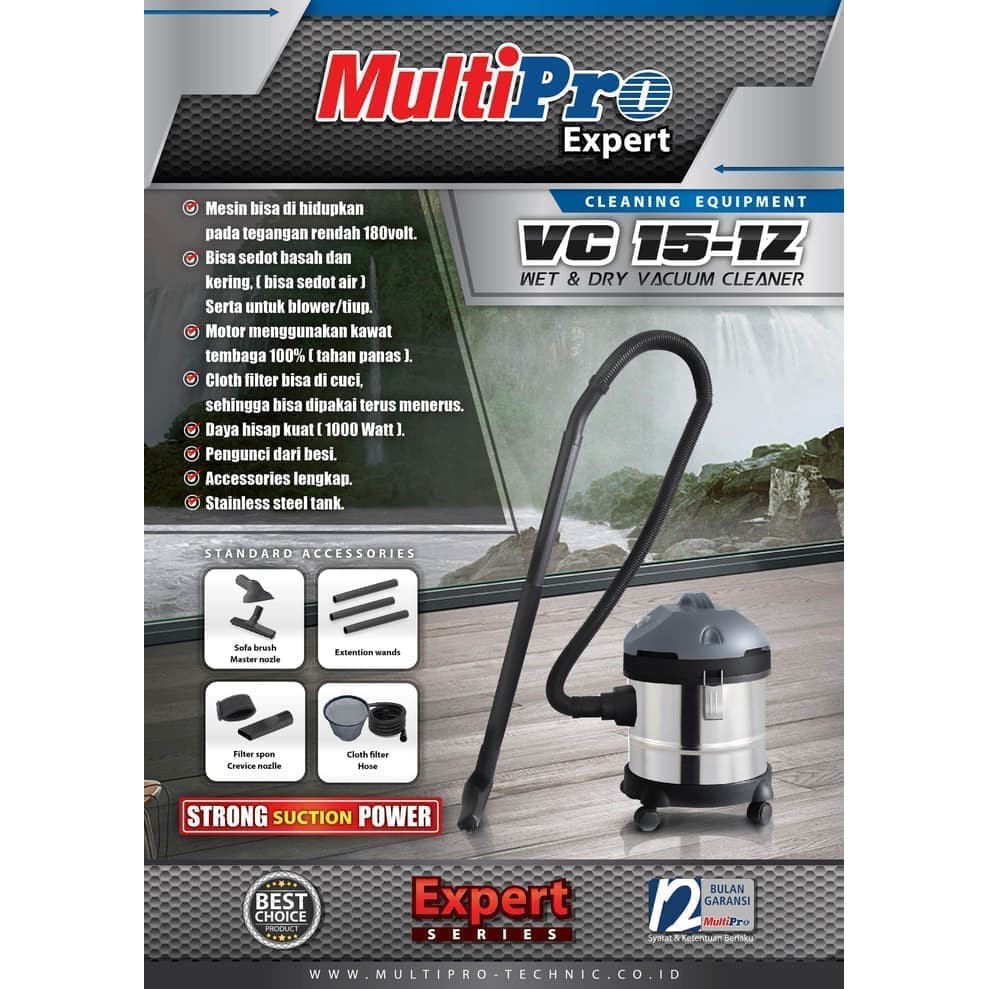 Multipro Vacuum Cleaner Wet Dry VC 15-1Z / Vacum Cleaner Basah Kering / Penyedot Debu