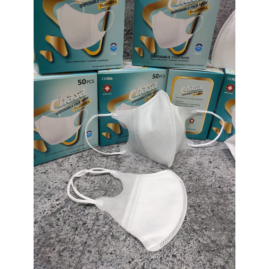 MASKER DUCKBILL CHASA 3PLY MEDICAL GRADE - WHITE