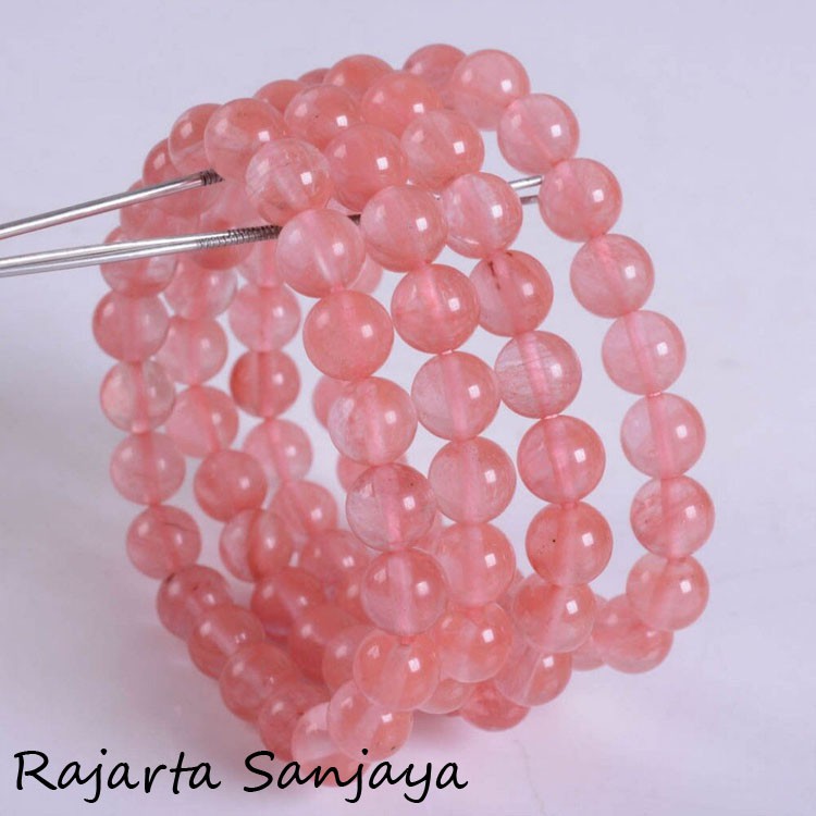 Gelang Batu Natural Cherry Quartz 8Mm