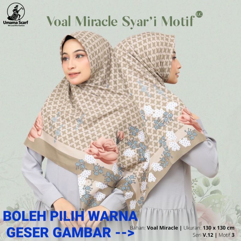 hijab segi empat syari motif big size lebar 130x130 cm umama