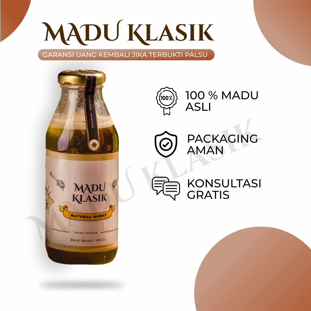 

MADU KLASIK MULTIFLORA 450 Gram - Madu murni Asli - minuman herbal - madu herbal - minuman sehat