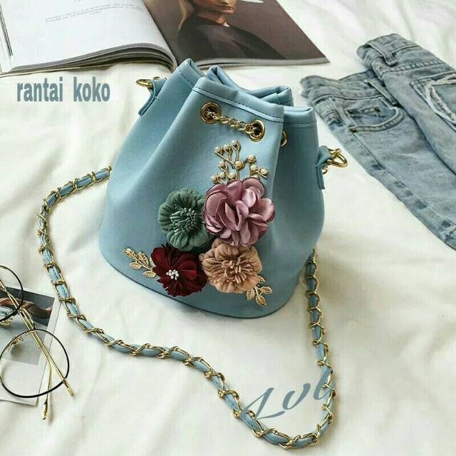 TAS SELEMPANG BORDIR RANTE / tas kw super /tas wanita lucu/tas kekinian/tas diskon/tas terlaris