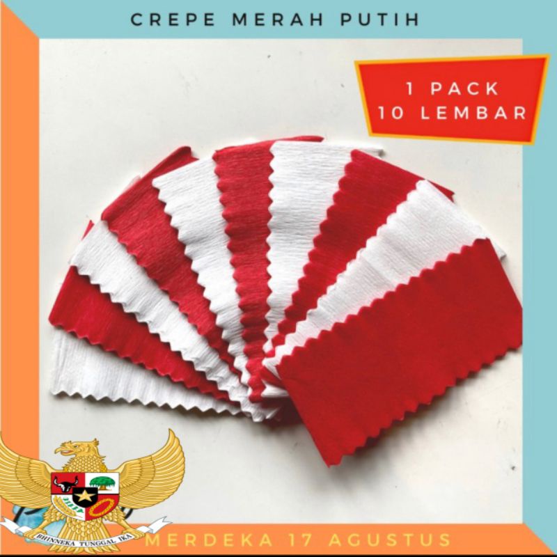 ( Ecer ) KERTAS KREP SERUT MERAH PUTIH / TISSUE CREP TISU CREPP HIASAN 17 AGUSTUS HUT RI / JAHIT KERUT CREPES / CREPE