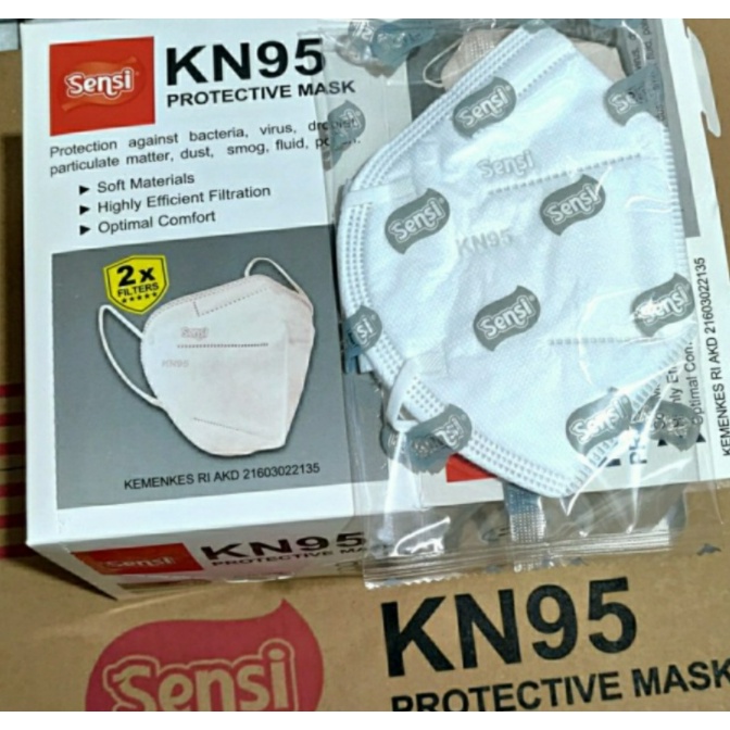 MASKER SENSI KN95 ll EARLOOP PROTECTIVE MASK 5 Ply DOUBLE VILTER (1 BOX ISI 20)