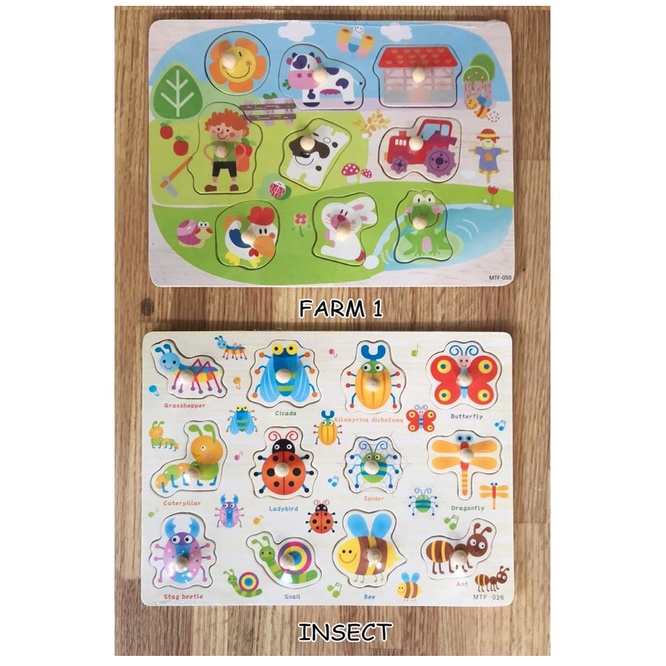 PUZZLE KNOB KAYU / PUZZLE ANAK MAINAN EDUKASI / MAINAN ANAK PUZZLE EDUKASI Ukuran Besar