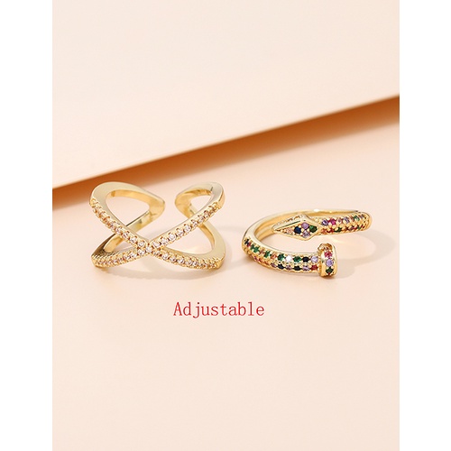 LRC Cincin Fashion Golden Alloy Diamond Nail Ring V34142