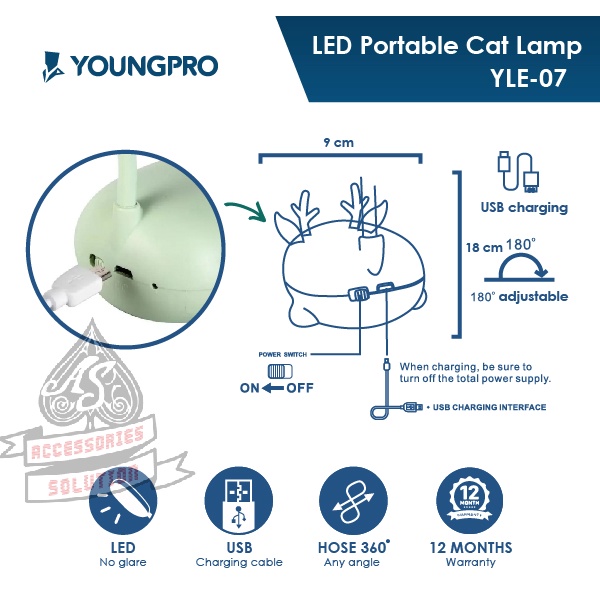 (  KADO NATAL ) YOUNGPRO YLE-07 - LAMPU MEJA BELAJAR LAMPU BACA KARAKTER LUCU LAMPU HIAS NATAL