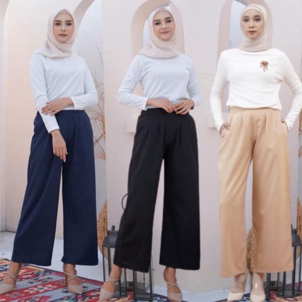 Celana Kulot Wanita Bahan Scuba Celana Panjang Wanita Scuba