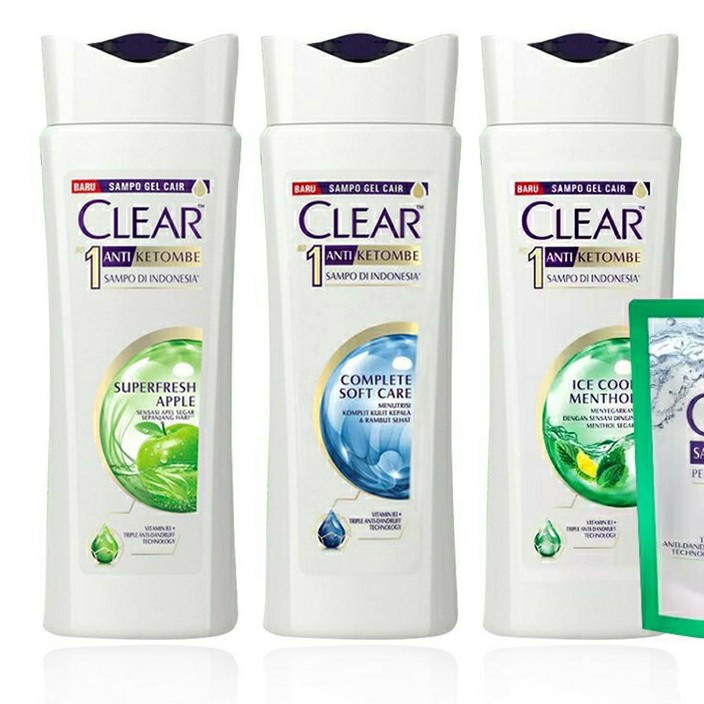 CLEAR Shampoo Anti Ketombe 160 ml - Ice Cool Menthol / Complete Soft Care / Super fresh Apple