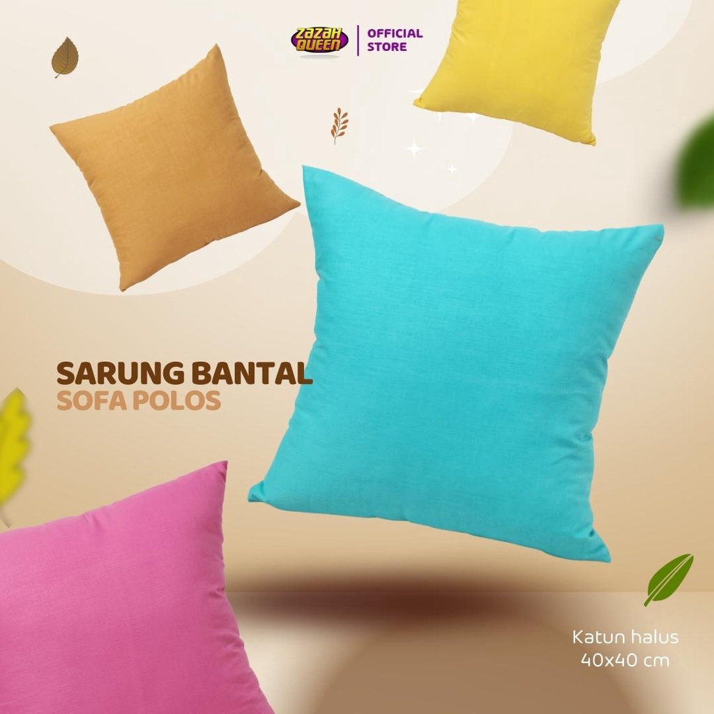 Sarung Bantal Sofa Polos 40x40 Pakai Resleting (satuan)