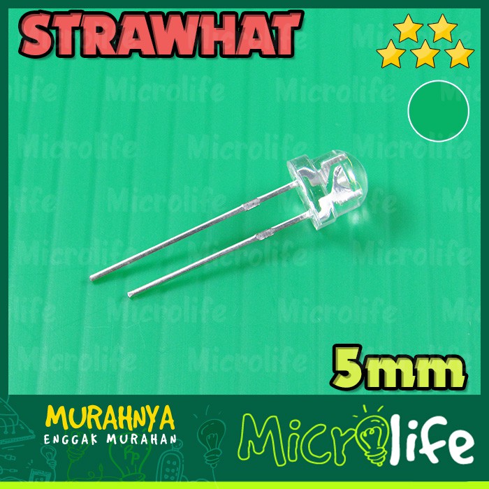 LED STRAWHAT 5mm HIJAU EMERAL STRAW HAT EMERALD GREEN