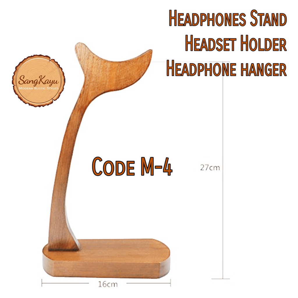 Gantungan headphone kayu M-4 Wooden Headphones hanger stand display