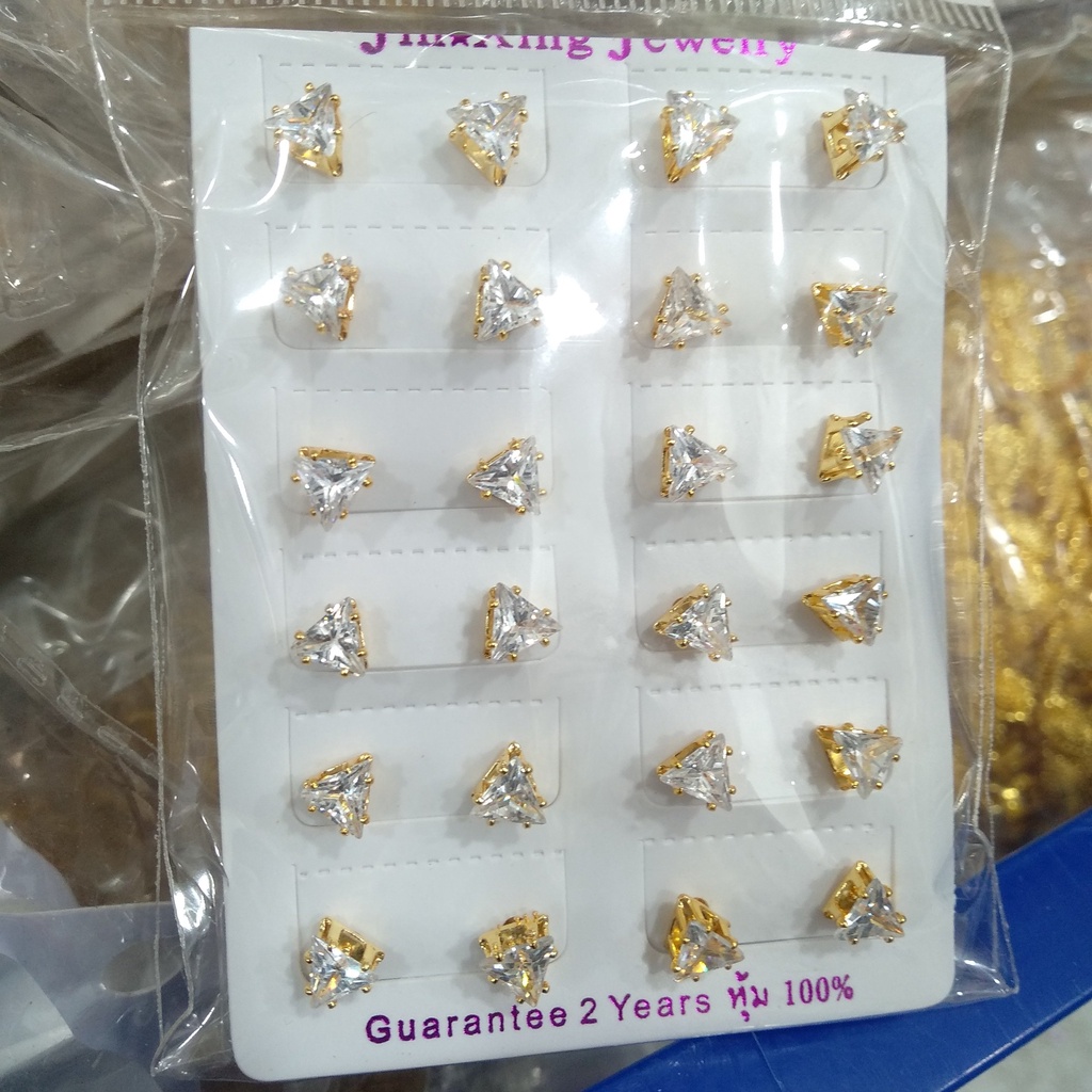 AV347 Grosir Anting Tusuk Mata Satu Motif Segitiga