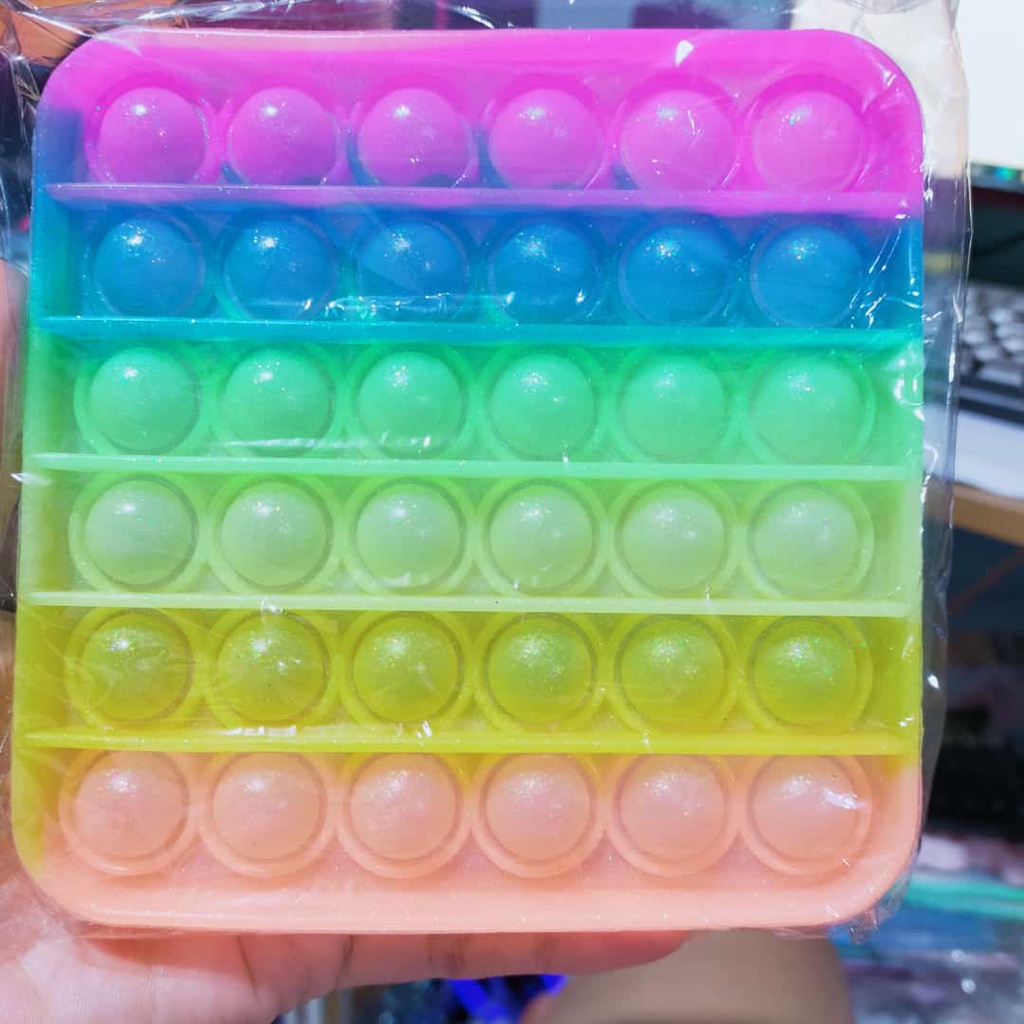 pop it rainbow amonngus - push bubble fidget toys rainbow apple- unicorn - dinosaurus-mickey-awan-KOTAK GLITTER