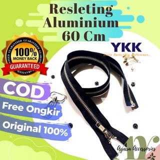 RESLETING ZIPPER SLETING JAKET YKK BESI SILVER NO 5 PANJANG 60 CM LUSINAN