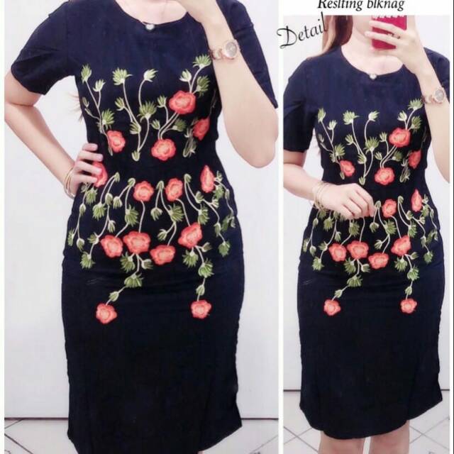 Pakaian wanita, dress import bahan scuba/elegant/resmi/kantor/halus