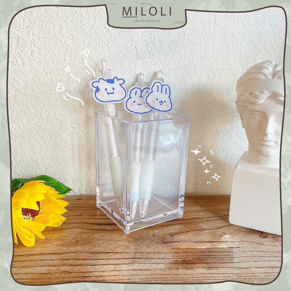 

[MILOLI] Tempat Pensil Acrylic Tabung Pensil Transparan Aesthetic Korean Pen Holder - F0077