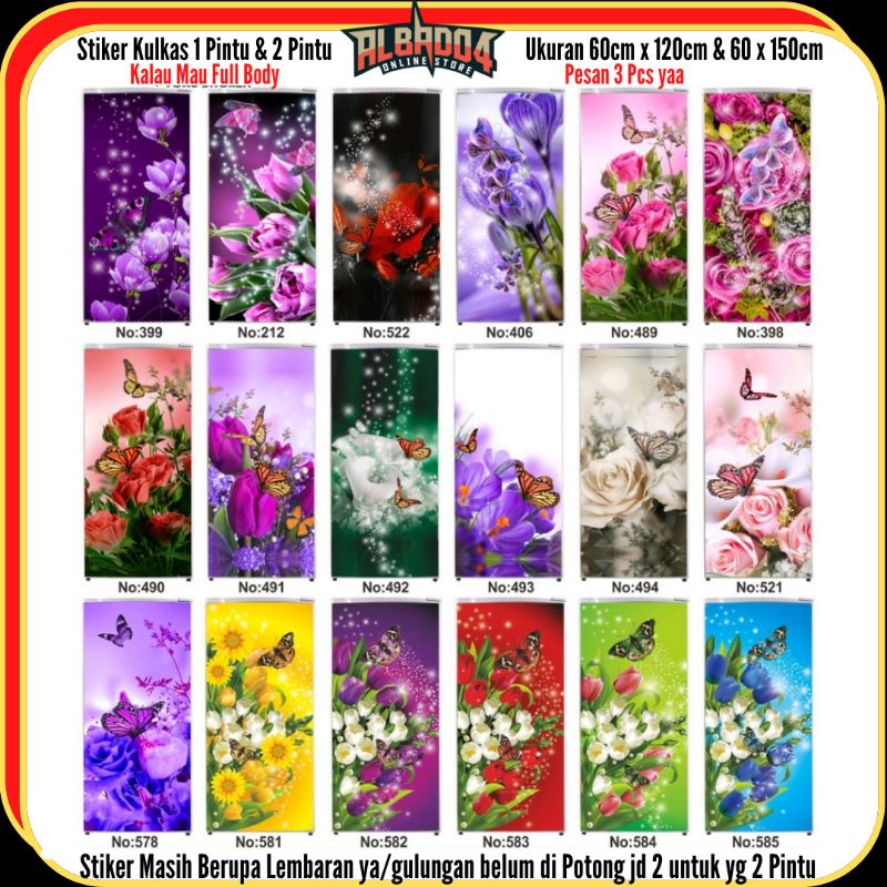 STIKER KULKAS 1 PINTU KUPU KUPU & 2 PINTU KUPU KUPU