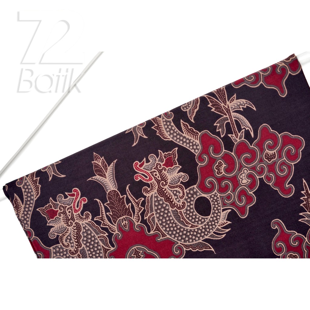 KAIN BATIK PREMIUM Bahan Katun Motif Naga Kembar Warna Hitam Ireng Black 725096 Cap 72 Jarik Jarit Samping Kebat Panjang Batik Katun Modern Premium Bahan Seragam Batik Pernikahan Kantor Keluarga Murah Kamen Jadi Batik Bali Lembaran