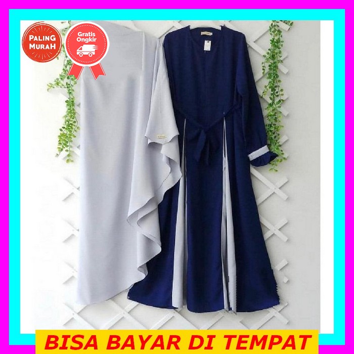Gamis Rompi Kardigan Motif Salur Mix Ceruty Bebydol Terbaru//Gamis Salur Terbaru//Gamis Wanita Kekin