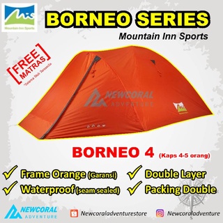 Tenda Camping Borneo 4 Mountain Inn Sport Kapasitas 4-5 orang GO java 4 Pro Great Outdoor Java 4 pro Tendaki borneo 4 grey