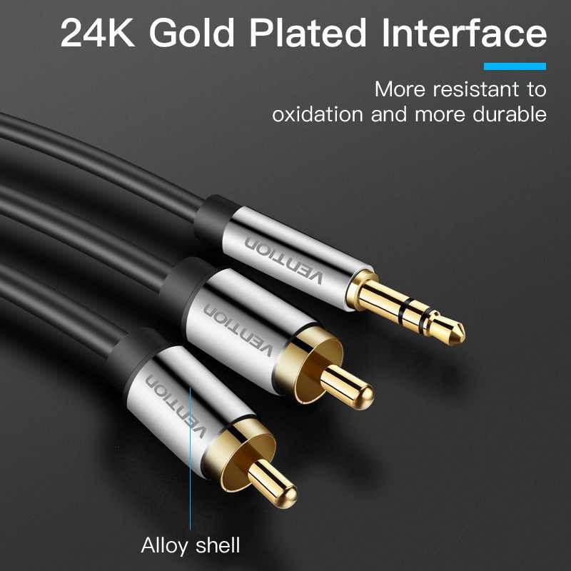 Vention Kabel 3.5mm Male ke 2 RCA Male HiFi Adapter Cable Konverter PC Komputer Laptop Murah