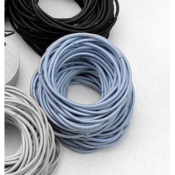 [ISI 50/100pcs] Ikat Rambut Korea Warna Warni Karet Elastis Korea Aksesoris Rambut + Pouch Aksesoris Rambut F01-100pcs-Biru muda