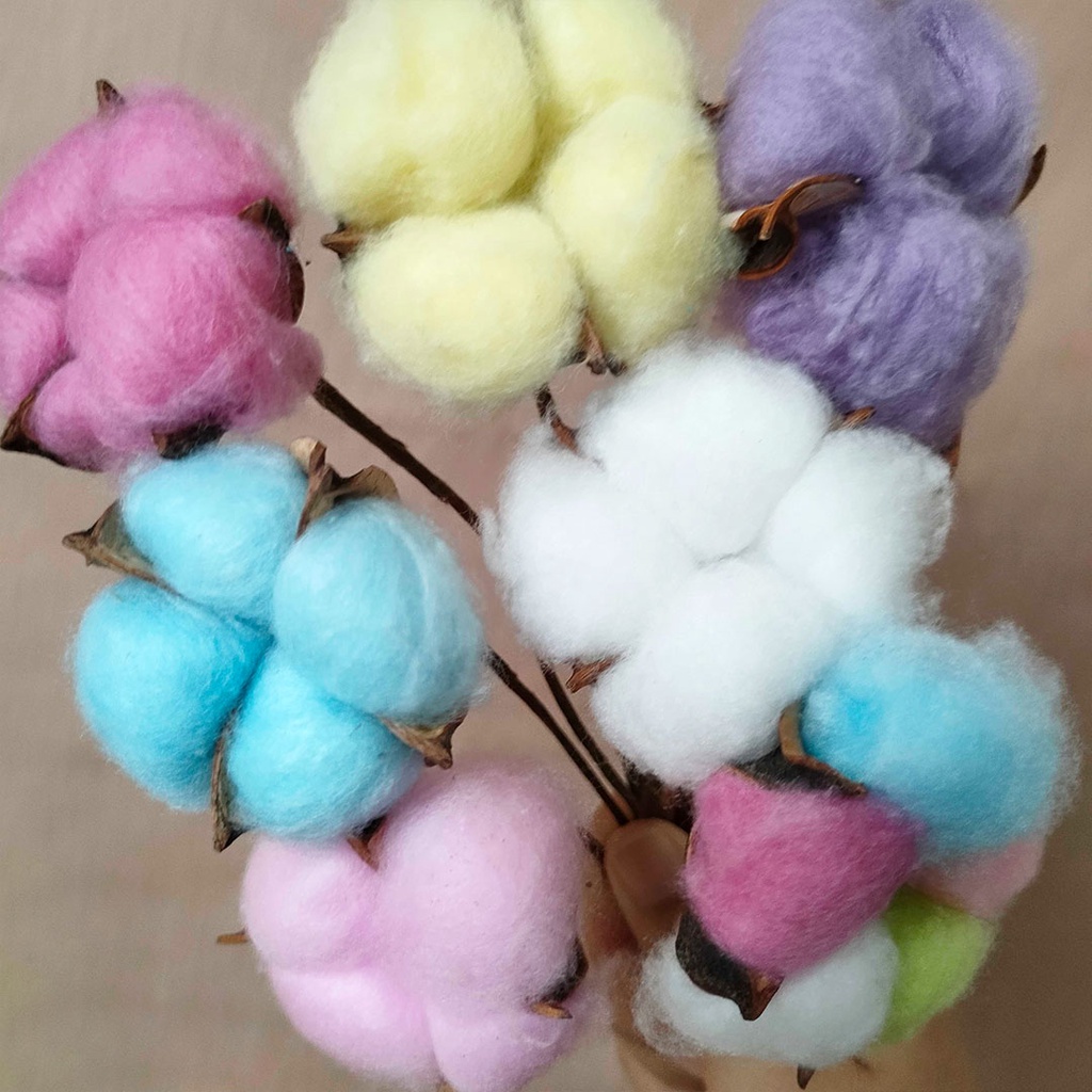 Artificial Cotton Single Stem Flower Bunga kapas Pajangan Hiasan Dekorasi Rumah