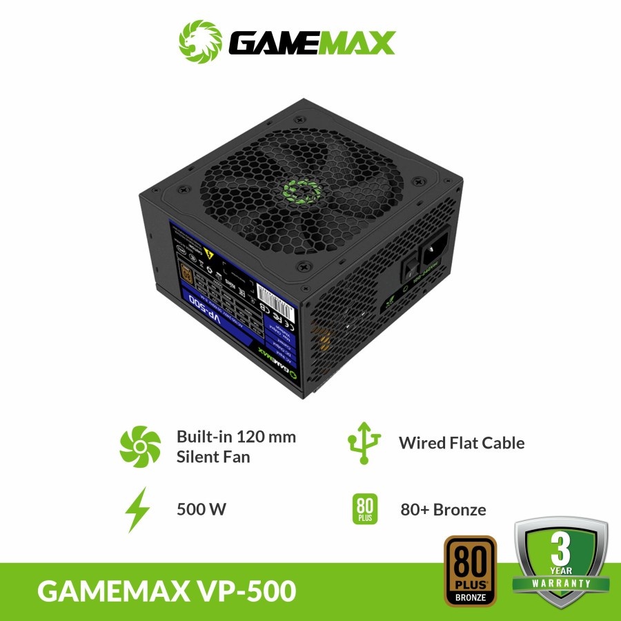 Power Supply 500W Gamemax VP-500 Value and Performance 80+ Bronze