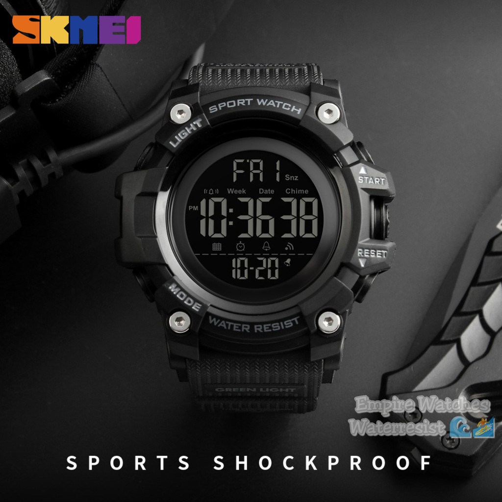 Jam Tangan Skmei 1384 Pria Cowok Digital Strap Rubber Kualitas Original Waterproof