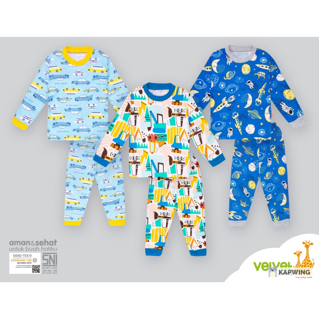 NEW Paket Hemat Bundle 3 Velvet Junior Big Size Anak 2-10 th Dreamwear Piyama Jumbo - Piyama Katun