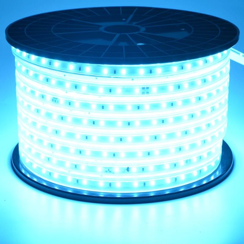 Lampu LED STRIP METERAN ICE BLUE / Biru muda SMD 5050-60D waterproof AC 220V