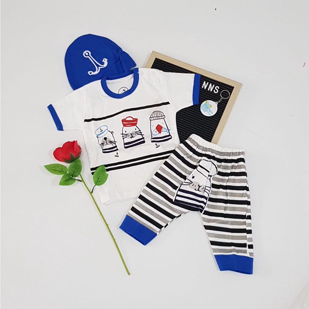 Babybeb Baju Setelan Anak Bayi Laki-Laki Set Topi REJECT SALE