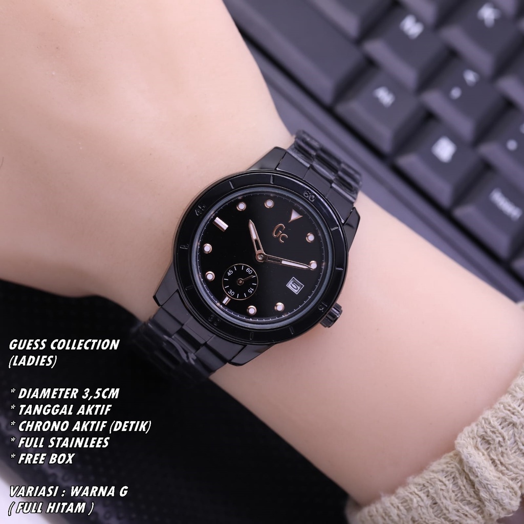 JAM TANGAN WANITA GC RANTAI BODY BULAT TANGGAL &amp; CHRONO AKTIF