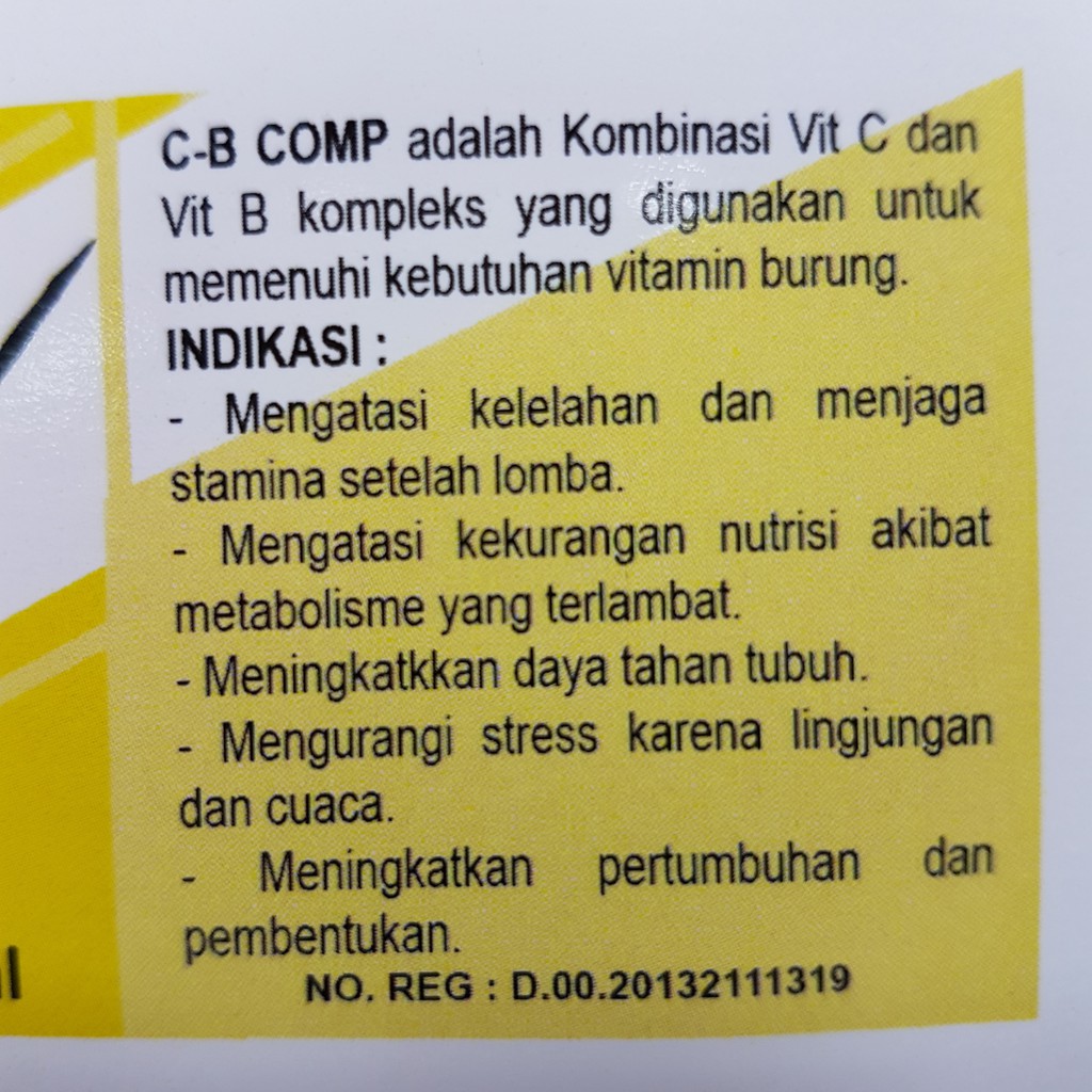 C B Comp Complex Vitamin C B Kompleks Untuk Burung Shopee Indonesia