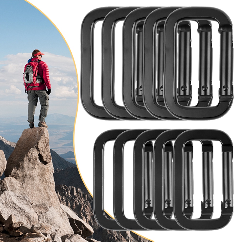 Carabiner Multifungsi Bahan Aluminum Alloy Bentuk Kotak Untuk Camping / Hiking