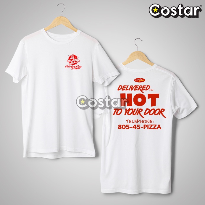 Kaos Pizza Surfer Boy Font And Back