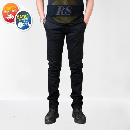 Celana Chino Panjang pria celana chinos pria celana chino kerjaharian santai casual formal Black